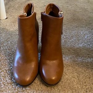 Brown faux leather booties size 5